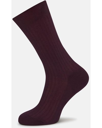 Turnbull & Asser Burgundy Short Cotton Socks - Purple
