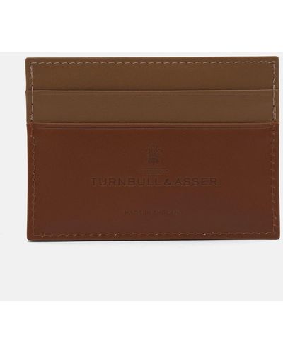 Turnbull & Asser Light Tan Leather Card Case - Brown