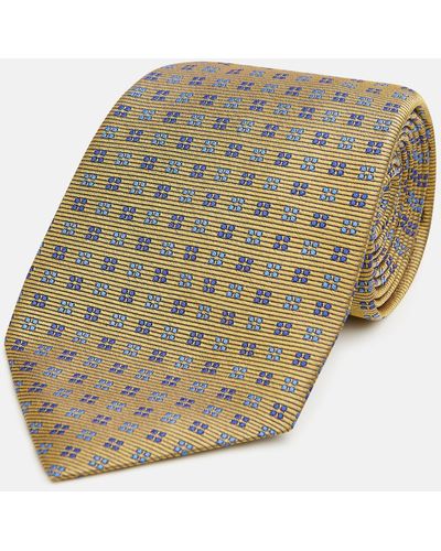 Turnbull & Asser Blue And Gold Multi Dot Silk Tie - Natural