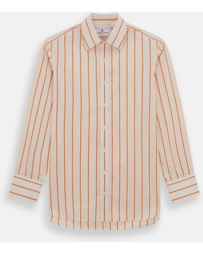 Turnbull & Asser Orange Track Stripe Mayfair Shirt - Natural