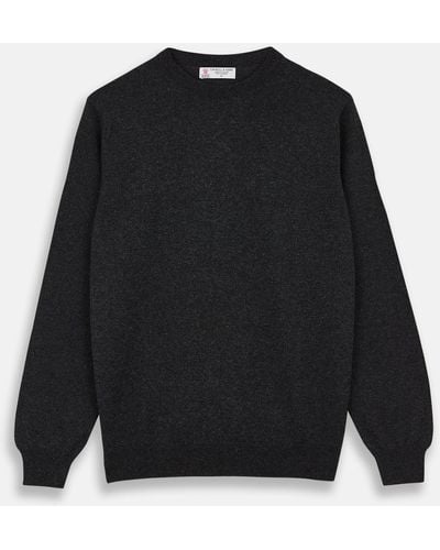 Turnbull & Asser Charcoal Crew Neck Cashmere Jumper - Grey