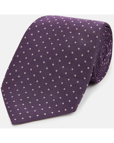 Turnbull & Asser Lilac And Purple Micro Dot Silk Tie
