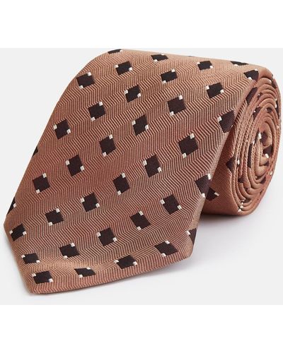 Turnbull & Asser Bronze And Chocolate Brown Tile Silk Tie