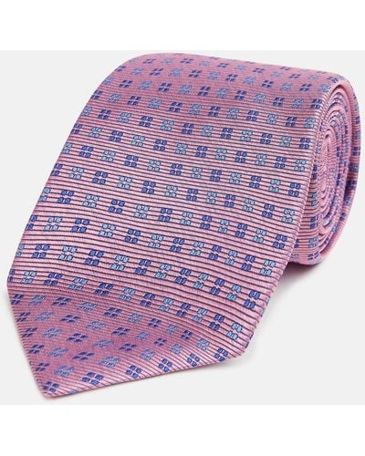 Turnbull & Asser Blue And Pink Multi Dot Silk Tie - Purple