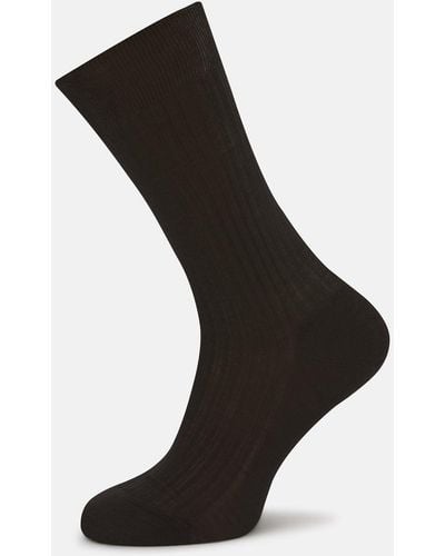 Turnbull & Asser Chocolate Brown Short Cotton Socks - Black