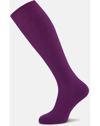 Turnbull & Asser Magenta Long Merino Wool Socks - Purple