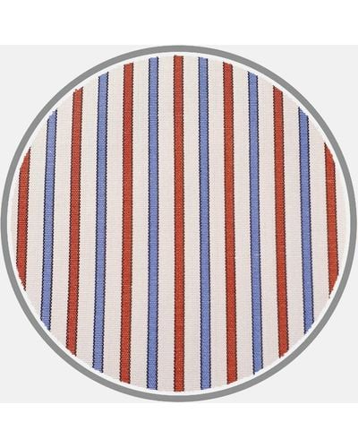 Turnbull & Asser Blue And Red Stripe Silverline Cotton Fabric