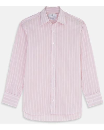 Turnbull & Asser Pink And Peach Multi Stripe Cotton Regular Fit Whitby Shirt