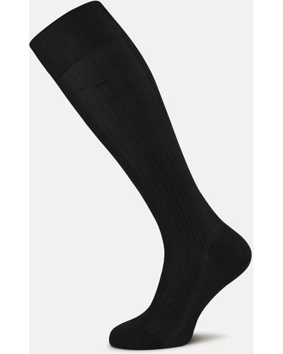Turnbull & Asser Black Long Silk Socks