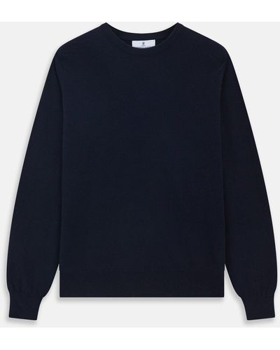 Turnbull & Asser Navy Crew Neck Cashmere Jumper - Blue