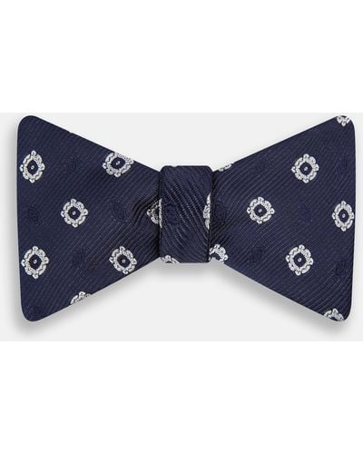 Turnbull & Asser Navy And White Motif Silk Bow Tie - Blue