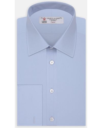 Turnbull & Asser Light Blue Cotton Shirt With T&a Collar And Double Cuffs