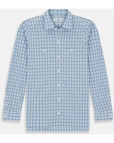 Turnbull & Asser Blue Graph Overlay Check Piccadilly Shirt