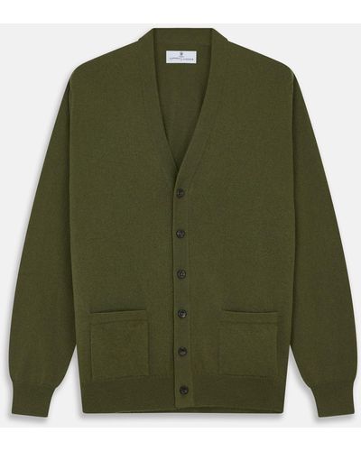 Turnbull & Asser Olive Lachlan Cashmere Cardigan - Green