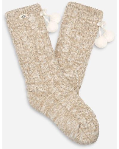 UGG ® Socken mit Fleecefutter und Bommel - Natur