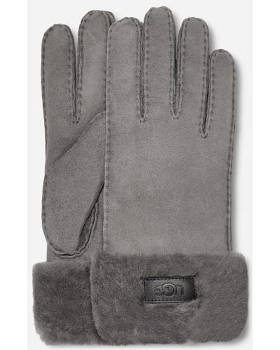 UGG Turn Cuff Gants pour in Grey, Taille L, Shearling - Gris