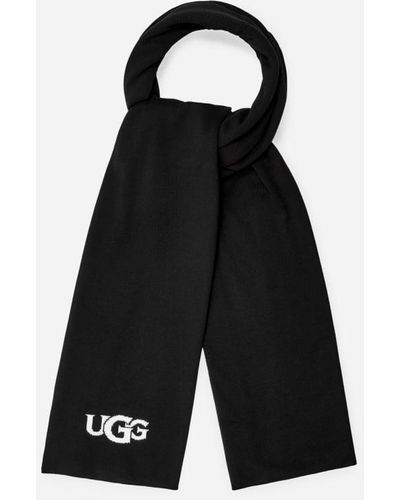 UGG W Intarsia Logo Knit Scarf in Black, Taille O/S - Noir