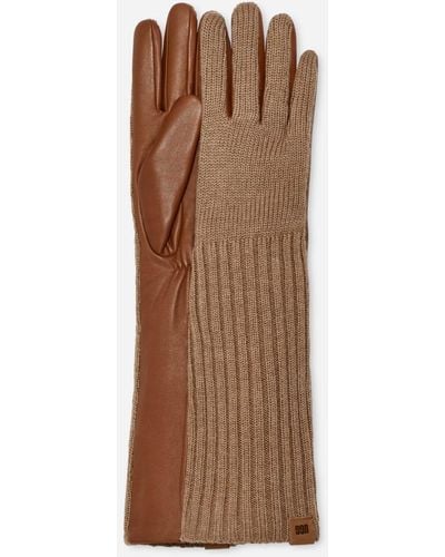 UGG ® Leather And Knit Glove - Brown
