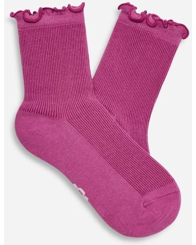 UGG ® Karsyn Lettuce Edge Sock Cotton Blend Socks - Pink