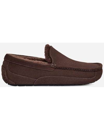 UGG Chausson Ascot pour homme | UE in Dusted Cocoa, Taille 41, Cuir - Noir