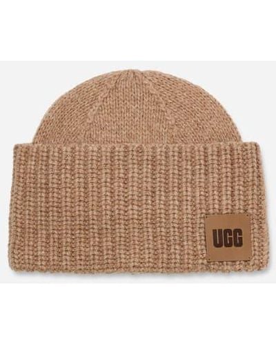 UGG Exaggerated Cuff Beanie Wool Blend/recycled Materials Hats - Black
