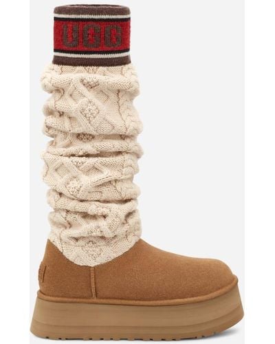 UGG ® Classic Sweater Letter Tall Knit Classic Boots - Brown
