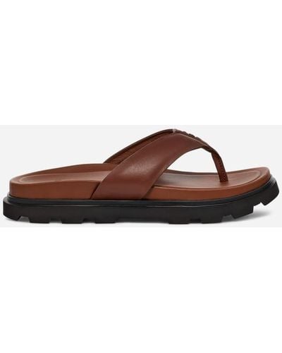 UGG ® Capitola Flip Leather Sandals - Black