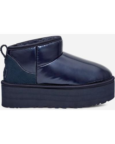 UGG ® Ultra Mini Platform Hi Shine Textile Classic Boots - Blue