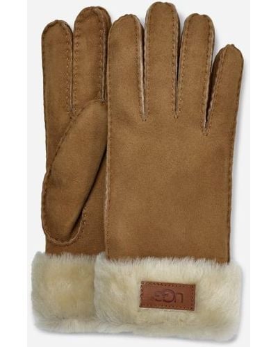 UGG Shorty Glove With Leather Trim Handschoenen - Grijs