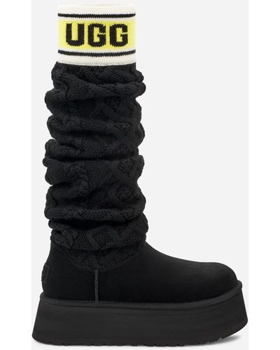 UGG ® Classic Sweater Letter Tall Knit Classic Boots - Black