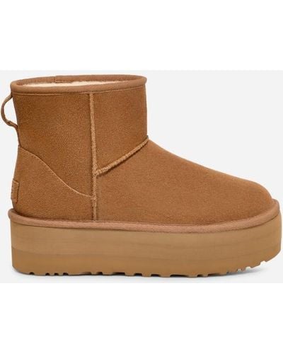 UGG ® Classic Mini Platform Suede Classic Boots - Brown
