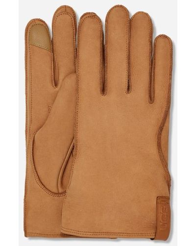 UGG ® Leather Clamshell Logo Glove - Brown