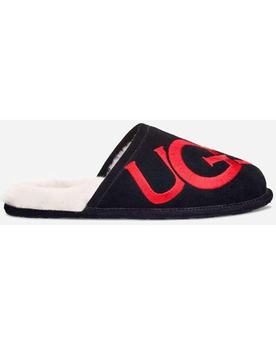 UGG Scuff Logo Chaussons pour in Black, Taille 40, Daim - Noir
