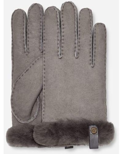 UGG ® Shorty Glove With Leather Trim - Grey