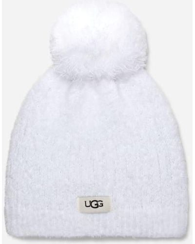 UGG ® Brushed Wool Hat With Pom - White