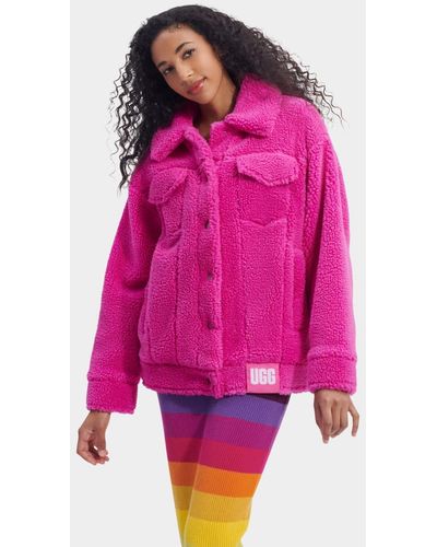 UGG Frankie Sherpa Trucker Jacket Fleece/recycled Materials - Pink