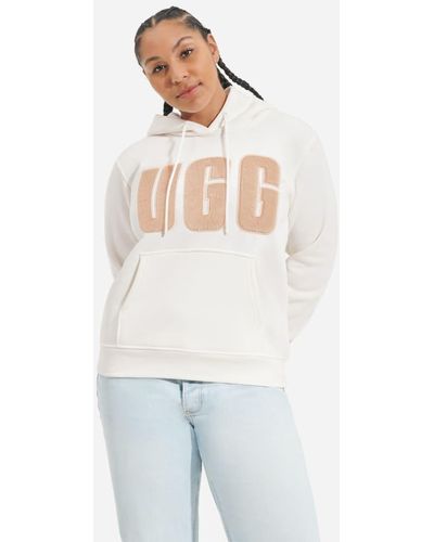UGG ® Rey Fuzzy Hoodie mit Logo - Weiß