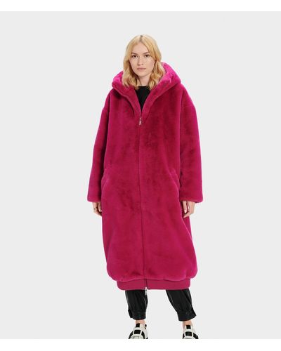 UGG Koko Oversized Faux Fur Coat Faux-fur - Red