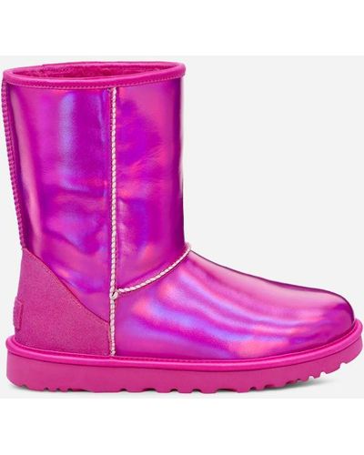 UGG ® Classic Short Iridescent Leather/suede Classic Boots - Pink