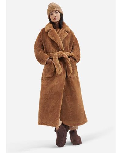 UGG ® Alesandra Faux Fur Wrap Coat - Brown