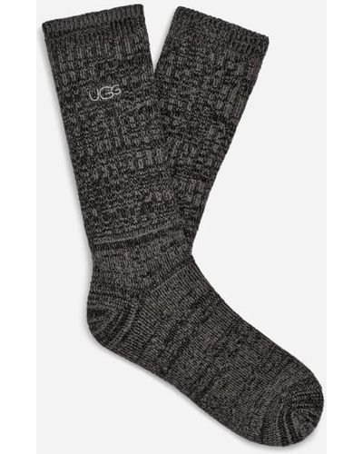 UGG Trey Rib Knit Slouchy Crew Polyester Blend Socks - Black