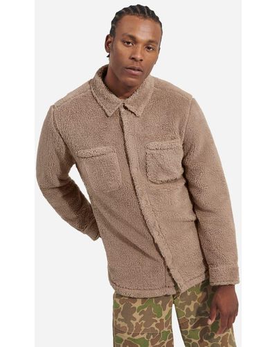 UGG ® Tasman ®fluff Snap Shirt Fleece/recycled Materials Tops - Brown