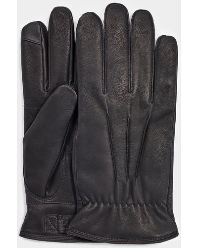 UGG 3 Point Leather Suede Gloves - Black