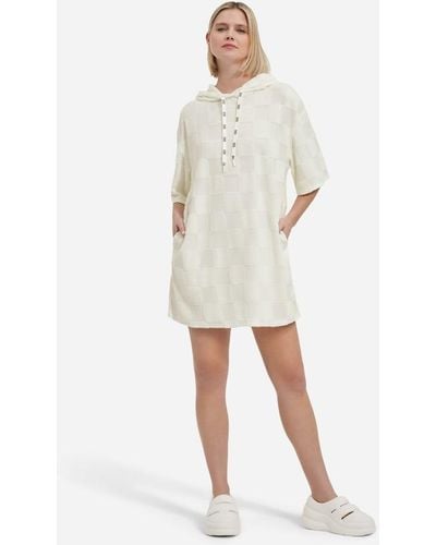 UGG Kassey Hooded Dress Check Cotton Blend Dresses - White