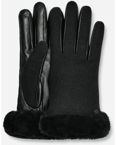 UGG Fabric Leather Tech Glove Colour: Black
