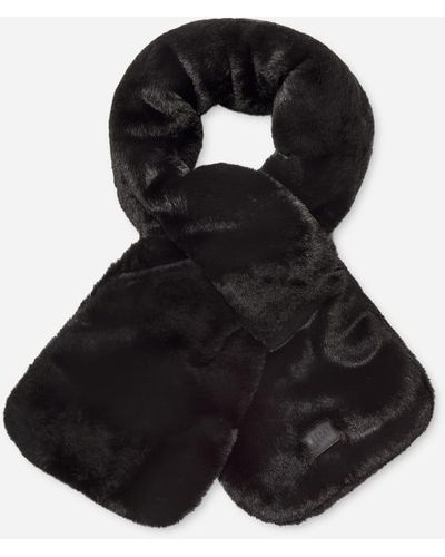 UGG Faux Fur Pull Thru Scarf Scarves - Black