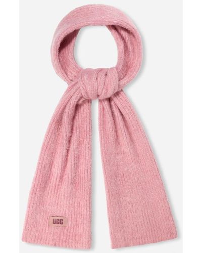 UGG Plait Plush Knit Scarf Acrylic Blend Scarves - Pink