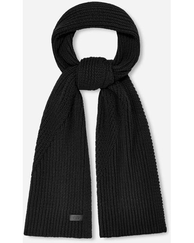 UGG Knit Diagonal Ribbed Scarf - Black