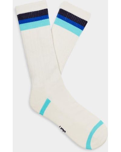 UGG Noel Three Stripe Crew Sock Cotton Blend Socks - Blue