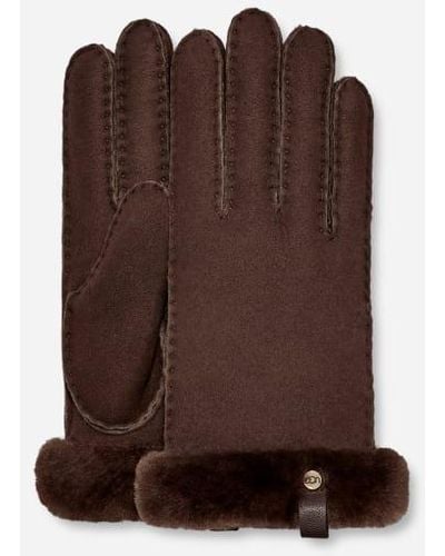 UGG ® Shorty Glove With Leather Trim - Brown
